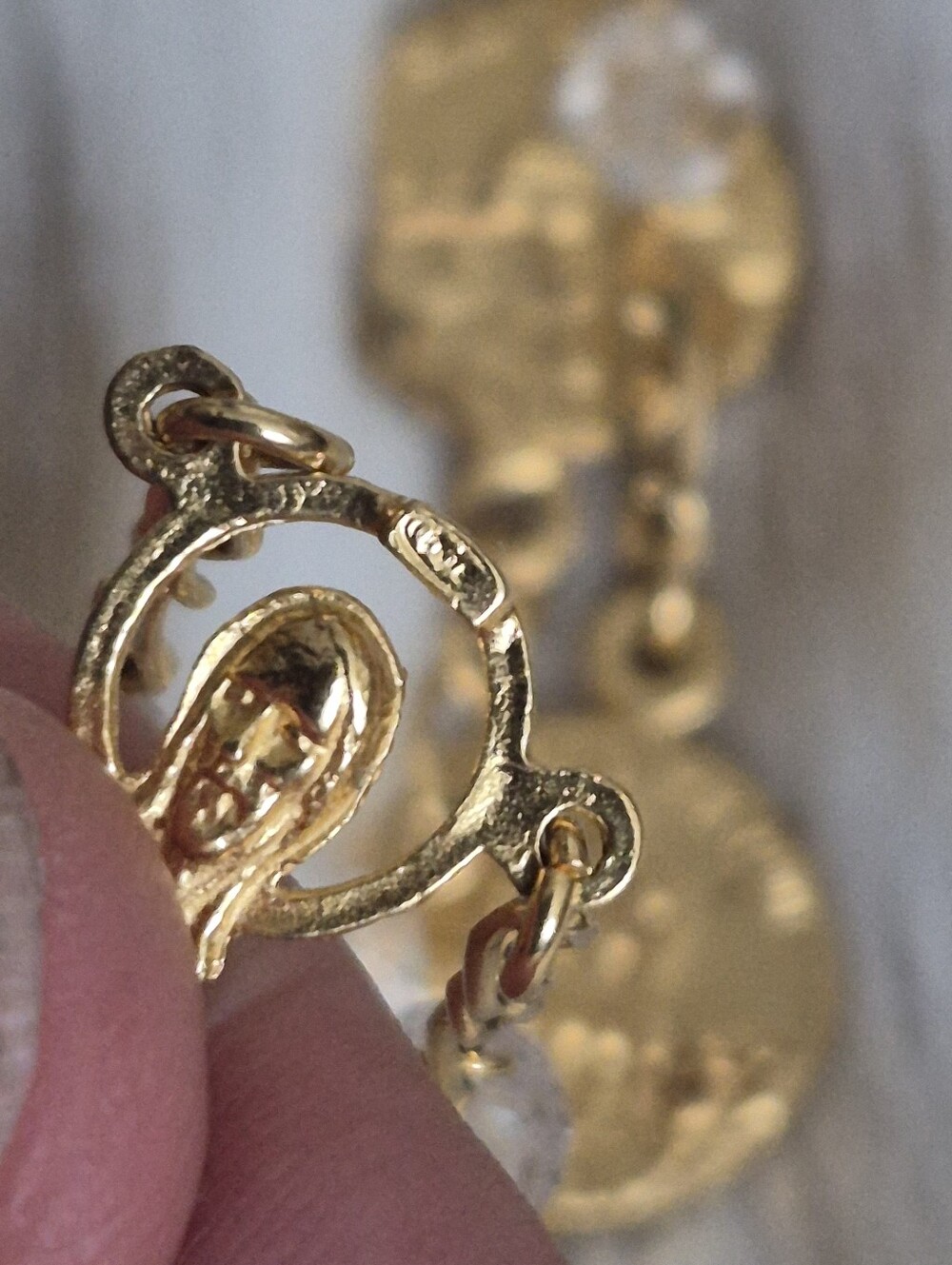 🌙 Italian Gold 800 Silver Vermeil & Swarovski Crystal Rosary Vicenza VI 275 NOS - Picture 13 of 16